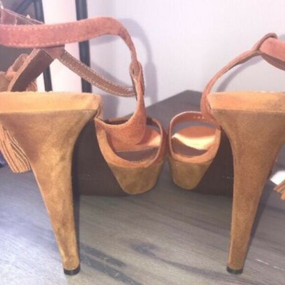 Sergio Rossi Sz 39.5 Suede Brown/Rust High Heels - Picture 12 of 14